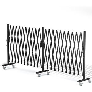 Expandable Barricade, Accordion Garden Yard Outdoor Indoor Portable Folding Security Dog Fence Gates Wall Mount, 200" Adjustable Metal Safety Barrier Gate with Casters, Black (Large)