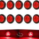 NEW SUN 2" Round LED Trailer Lights, Side Marker Lights Waterproof with Grommet & Plug+Play 2 Pin for Fender, Truck, Trailer, Rvs, Camper, 10Pcs Red