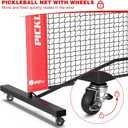 Portable Pickleball Net Set with Wheels, Regulation Size 22 FT & Half Court 11 FT, Steady Metal Frame Pickle Ball Net Set System with Carry Bag for Backyards, Driveways, and Garages