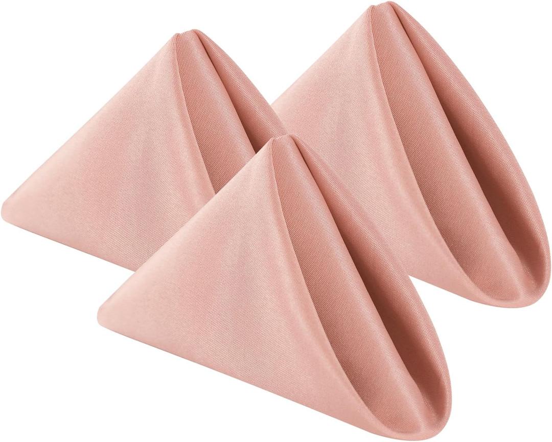 Bailarina Cloth Napkins Set of 120,17x17 inches Dinner Napkins Cloth Washable,Polyester Square Table Cloth Napkin Bulk with Hemmed Edges Ideal for Banquets, Parties and Weddings-Dusty Pink
