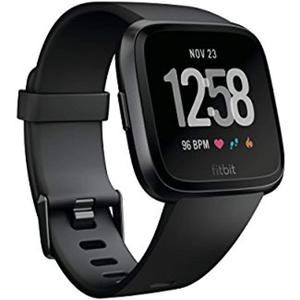 Fitbit Versa Smart Watch, Black/Black Aluminum, One Size (S & L Bands Included)