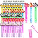 48 Pieces Farm Animal Party Favors Bubble Wands for Kids Barnyard Animal Cow Rodeo Birthday Party Supplies,Goodie Bag Stuffers Classroom Prizes (Farm Animals)