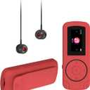 64GB Sport Clip on MP3 Player with Bluetooth- Superlight Mini MP3 Player with Clip and Recorder, MicroSD Support, Shuffle Playback for Running, Cycling, Hiking, Climbing and Yoga(No Speaker) (Coral Red)