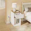 SoBuy White Narrow Nightstand with Charging Station | Small Nightstand with 1 Drawer and Open Shelf, USB & Type-C Ports for Bedroom, Living Room & Dorm, FBT172-WN