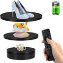 Remote Motorized Rotating Display Stand, Electric Rotating Platform with 5.74/7.08/8.66in Replacement Covers, 3 in 1 Turntable with Rechargeable Battery for Live Streaming Video Shoot Photography