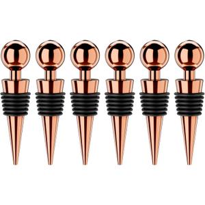 Wine Stoppers for Wine Bottles 6Pcs Vacuum Wine Bottle Stopper with Silicone Reusable Wine Corks, Leak proof Keep Fresh Suitable for Standard (Goldrose, 6 Pack)