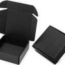 Mcfleet 6x6x2" Small Black Shipping Boxes - 24 Pack Corrugated Cardboard Mailing Box Packaging for Small Business - Tab Locking Literature Mailer Flat Empty Gift Packing Supplies