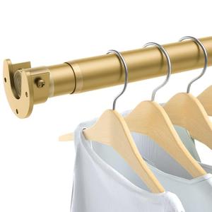 Closet Rods for Hanging Clothes, 17 to 39 Inch Heavy Duty Stepless Adjustable Closet Hanging Rod, 1.3 Inch Diameter Metal Closet Rod for Wardrobes Laundry Bedroom RV, Gold