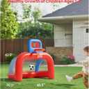 QPAU 2-in-1 Inflatable Toddler Basketball Hoop & Soccer Goal Set, Indoor Outdoor Sports Center Toys for Kids, Baby Toddlers Birthday Gift for 1 2 3 4 5 Year Old Boys Girls