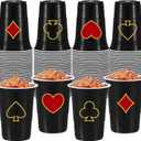 48 Pcs Casino Party Cups 16 oz Casino Theme Party Decorations Plastic Disposable Poker Las Vegas Cup Hot Cold Drink for Birthday Wedding Decorations(Poker Night)