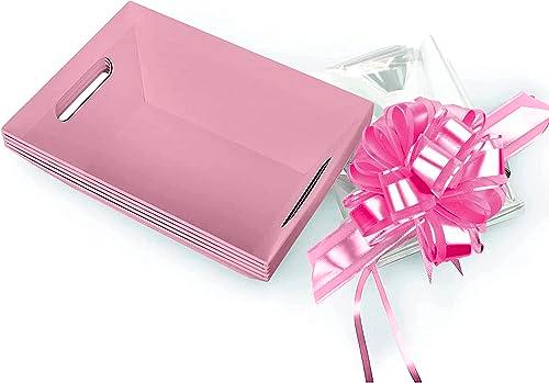 [6PK] Pink Basket For Gifts Empty | DIY Kits - 8x10” Small Pink Baskets, Bags, Bows | Easter, Valentines, Girl Baby Shower, Wine, Mothers Day, Birthday, Weddings | Gift To Impress- Upper Midland