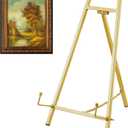 Leinuosen Metal Easel Stand 16.5" H x 8.7" W x 4.3" D Table Top Easel Stand for Display Tripod Art Picture Mirror Modern Plate Holder for Display Book Photo Wedding Sign(Gold,1 Pcs)