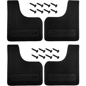 4PCS Car Mud Flaps, Flexible Rubber Vehicle Mudflaps Mudguard Splash Guard with Hardware, Automotive Exterior Front & Rear Protection Accessories, Universal for Pickup Truck SUV (Black)