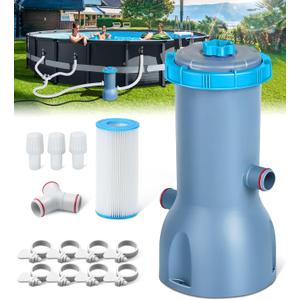 Pro Series 1000 GPH Above Ground Pool Filter Pump, Powerful Pool Cartridge Filter Pump, Water Circulation and Filtration System - Improved Water Clarity, Pools Pumps Above Ground-Sky Blue