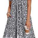 Zeagoo Summer Dress for Women Casual Floral Midi Sundress with Pockets V Neck Pleated Short Sleeve Aline Beach Vacation Dress XXL