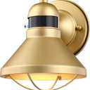 LONEDRUID Motion Sensor LED Outdoor Barn Light Fixtures Dusk to Dawn Exterior Porch Lantern Gold Outside Wall Sconce Lighting Rustic Farmhouse Wall Mount Lamp for House Garage Patio Entryway