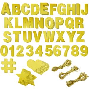 Make Your Own Banner Kit - 130-Piece, Gold Glitter, 5-Inch Characters - DIY Banner Kit with Glitter String Letters for Birthday & Wedding Party Decor