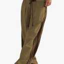 Hongsui Women's Wide Leg Pants Drawstring High Rise Side Striped Slouchy Palazzo Pants with Pockets, XXL