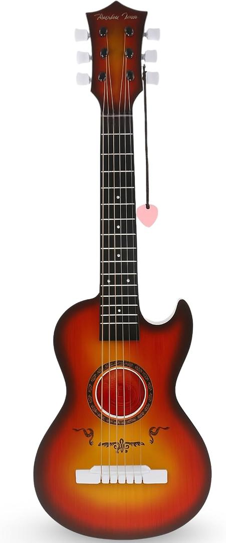 23" Acoustic Guitar, Kids 6 String Toy Guitar - Realistic Steel Strings - Beginner Practice First Musical Instrument for Children, Toddlers (Cherry Sunburst), Miniature