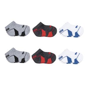 PUMA Baby 6 Pack No Show Socks, White/ Multi, 12-24 Months US