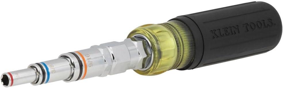 Klein Tools 328091 9-in-1 Multi-Nut Driver Tool, Pass Through Driver with SAE Hex Nut Sizes from 3/16 to 3/4-Inch and Cushion-Grip Handle