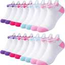 floconssy Girls Socks Ankle Athletic Kids Socks for 4-7 Years Old (S)
