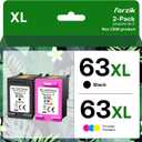 Forzik Remanufactured 63XL Ink Cartridge Replacement for HP OfficeJet 3830 4650 4652 5255 Envy 4520 5540 DeskJet 1110 2130, Black, Tri-Color, 2-Pack