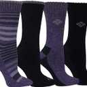 Columbia Women's 4 Pack Moisture Control Crew Socks, Plum/ Black, Shoe Size 4-10