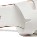 Rihero Women's Dressy Flat Sandals Comfortable Slip On Leather Slide Sandals (White, 7.5)