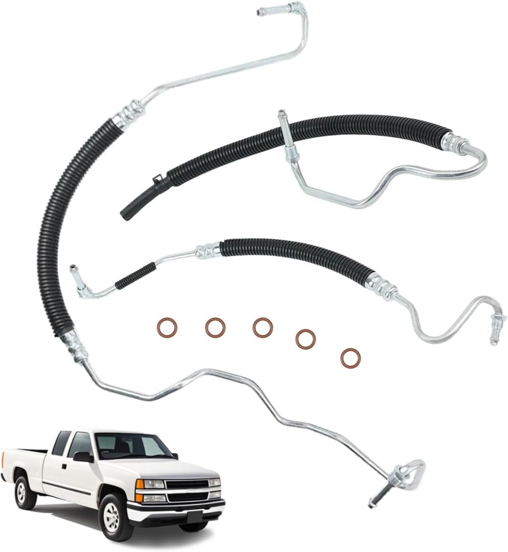 Power Steering Pressure Hose Diesel Return Hydroboost Compatible for Sierra Silverado 2500 3500 2001-2006 6.6L V8 Turbo 2001-2006 Replace OE Part#3401260 3401271 3401941 365453 358980