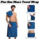 Men's Towel Wrap Bathrobe, Soft Adjustable Bath Wrap for Shower and Sauna