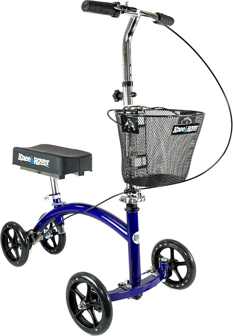 KneeRover Deluxe KneeCycle Steerable Knee Walker Knee Scooter for Adults for Foot Surgery, Broken Ankle, Foot Injuries - Foldable Knee Rover Scooter for Broken Foot Injured Leg Crutch Alternative Blue