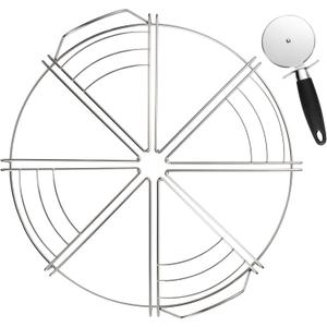 Cut Perfectly Even Slices - Pizza Cutting Guide with Pizza Cutter | 1-Pack | Ideal for 12", 14", 16" Pizzas | 8 Slices | Stainless Steel | Easy to use | Commercial Use | Cuisine Ready