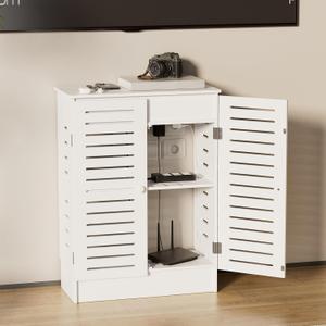 WiFi Router Storage Box - Multimedia Concealment Cabinet with Cable Management, Floor Standing WiFi Router Modem Perfect for Home and Office, 19.7 x 9.3 x 27.5 inches