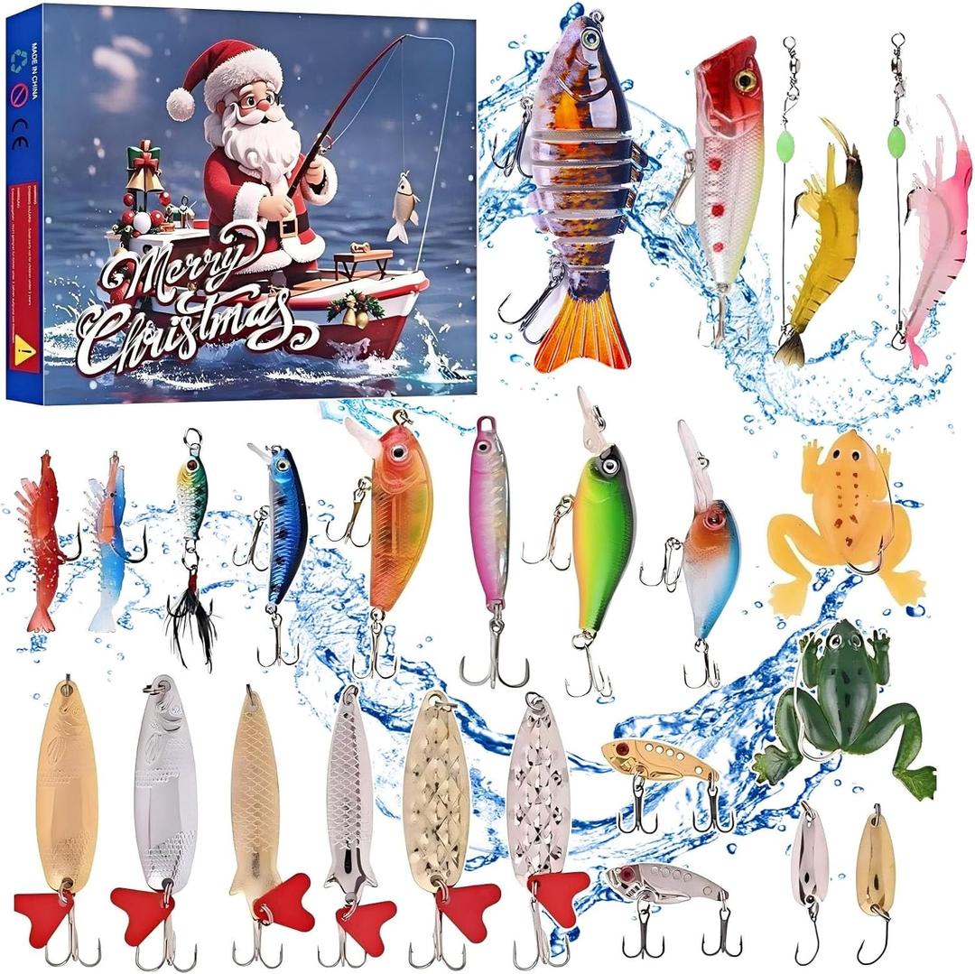 Fishing Advent Calendar 2026,Christmas Countdown Calendar- 24 Days Fishing Lures Set, Suitable for Fishing Enthusiasts, Men, Teenagers, Fathers, Husbands as GiftsNew upgrade