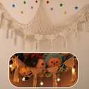 Stuffed Animals Net w/LED Star Light, 56 Inch Jumbo Toy Hammock Hanging Storage Organizer Holder Nursery Dcor for Teddy Plushie, Cream Stuffed Animals Hammock Corner for Kid Girls Boys Gift (XX-Large Wood Bead Style)