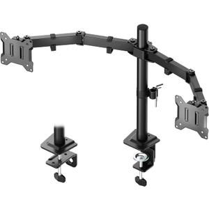 monTEK Stable Dual Monitor Stand for 17"32 Computer Screens, Heavy-Duty Desk Mount with 22 lbs per Arm, Fully Adjustable Brackets and Arms, Clamp/Grommet Base, VESA 100100mm Max