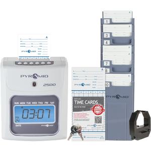 Pyramid Time Systems Small Business 2500 Time Clock Bundle, Unlimited Employees, Ivory
