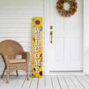 Vertical Wood Welcome Sign for Front Porch Vertical Decorative Sign Front Door Outdoor Indoor Welcome Sign 47.2x7.8 Inch Sunflower Outdoor Decor for Summer Front Porch Decorations.
