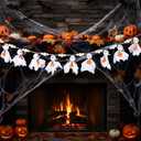 Preboun 7ft Pumpkin Ghost Garlands with Wooden Beads Farmhouse Rustic Pumpkin Banner Hanging Ornaments for Thanksgiving Day Fall Halloween Wall House Yard Outdoor Decor Supplies