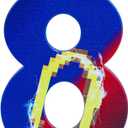 Cartoon Birthday Candle, Blue & Gold Ring Print Happy Birthday Number Candle Cake Topper Ideal Cake Decorations and Cartoon Themed Party Favors and Supplies(Number 8)