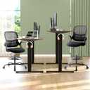 DUMOS Drafting Chair for Standing Desk, Counter Height Adjustable, Flip-up Arms, Ergonomic Mid Back Mesh Rolling Work Swivel Office Computer Chairs with Wheels, Black