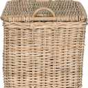 KOUBOO Rattan Core Rectangular Storage Basket with Lid, Large - Wicker Basket, Decorative Storage Box, Home Organizer, Laundry Hamper, Toy Box, Kitchen Storage, Natural
