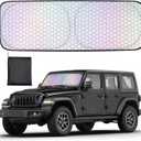 XCBYT Windshield Sun Shade for 2019-2024 Wrangler JK JL Gladiator JT, Upgrade Car Shades for Windshield with Laser Honeycomb Heat Dissipation, Front Car Sun Shade Blocks UV and Heat, Keep Cool