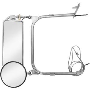 Stainless Steel Mirror Assembly for Peterbilt 379 Trucks, with Heated & Power, Left/Driver Side