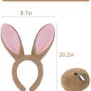 ROC PARTY Easter Bunny Ears Headband Set - Rabbit Ears Hairbands Halloween Costume Accessories
