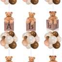 Lenwen 6 Sets Baby Brown Bear Letter Boxes Decorations Table Centerpieces for Baby Shower Gender Reveal,Bear Stuffed Animals Balloon with Stand Plush Toy Boxes for Birthday Party Wedding