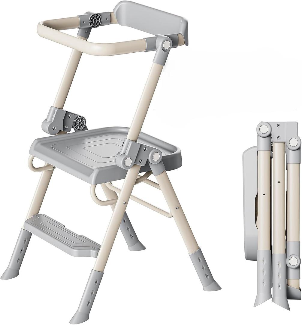 Toddler Step Stool, Kids Toddler Tower Foldable, Pro-A Structure for Maximum Stability, Kitchen Stool Helper with Anti-Drop Structure and Safety Railing, Ultra-Secure, Ideal for Toddlers & Youngsters