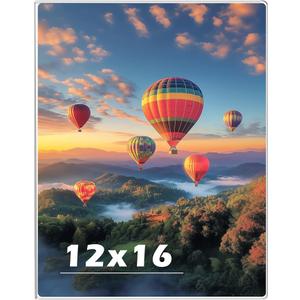 12 x 16 Acrylic Picture Frame, Horizontal/Vertical Clear Photo Frame for Wall with Tape, No Drilling Floating Hanging Frameless Picture Frame, Wall Mount Sign Holder 12x16 for Home, School, Office