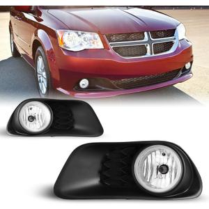 Fog Lights for Dodge Grand Caravan 2011-2020 with Bulbs H10 12V42W Fog Lamps Assembly Wiring Kit & Switch Included- 1 Pair (Clear Lens)